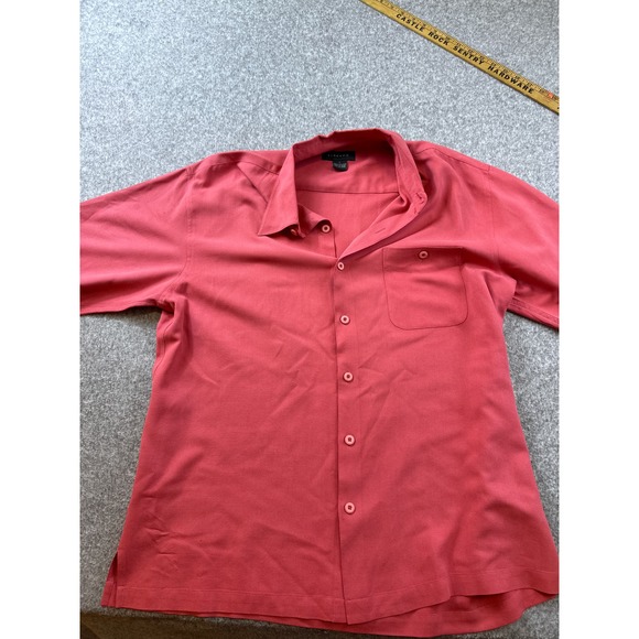 Men’s TOSCANO 100% Silk, Short Sleeve Button Up Shirt Fuchsia - Picture 1 of 8